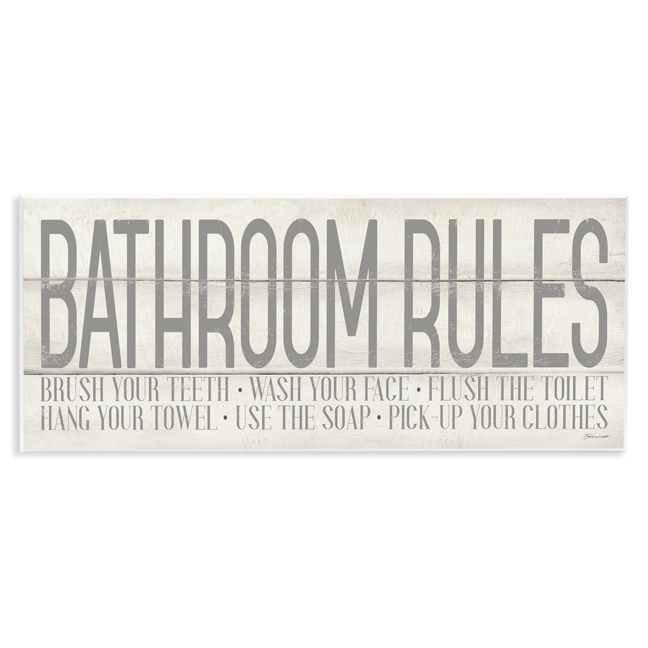 Stupell Industries Planked Style Bathroom Rules Wall Plaque Art